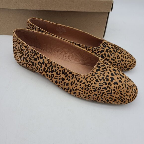 Madewell Square Toe Flats in Leopard Calf Hair Desert Dune Multi Size 8.5 - Picture 10 of 11